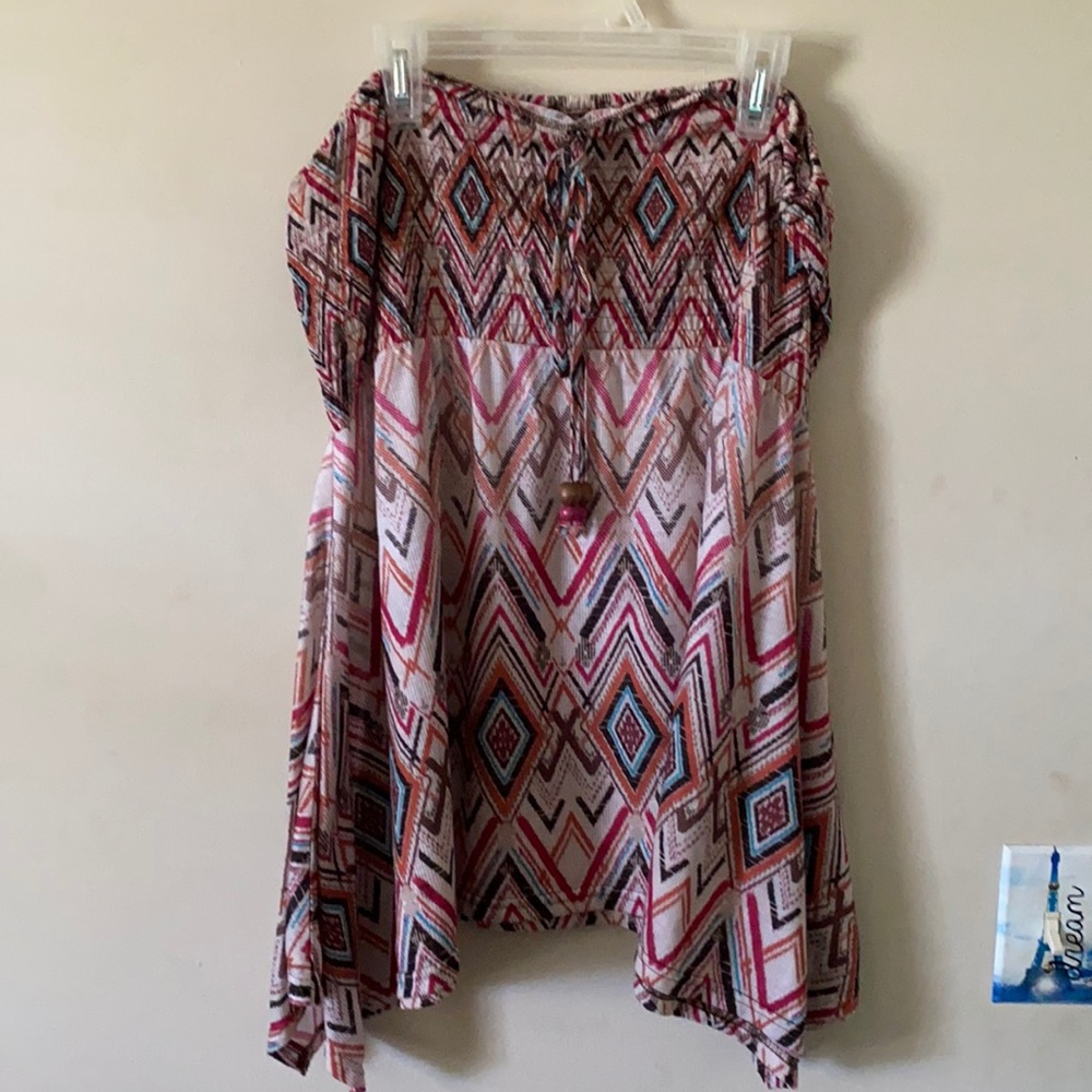 Tribal pattern tube top with string versatile halter